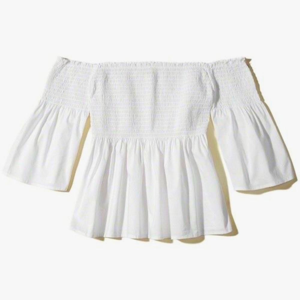 Off the shoulder white shirt